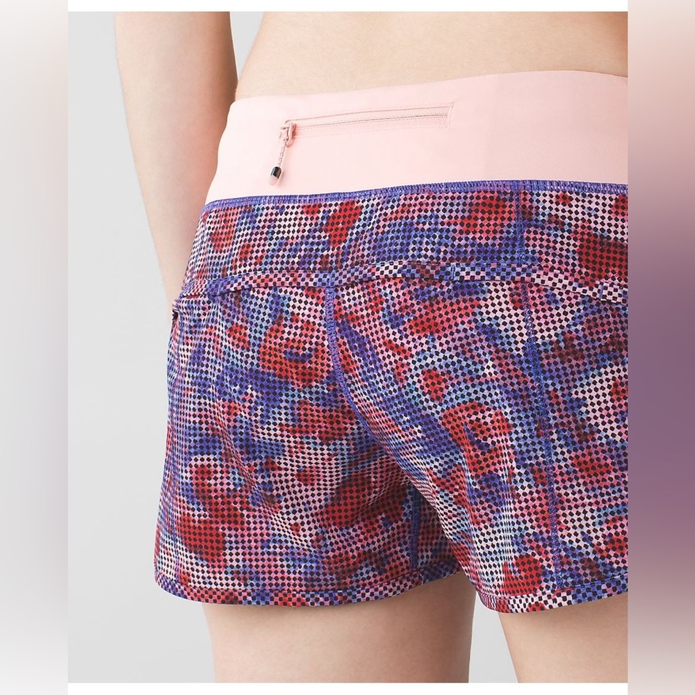 Lululemon Speed Short checker blooms multi / minty pink running gym